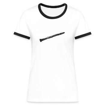 Glück ist wenn die Klarinette einsetzt Musiker - Frauen Kontrast-T-Shirt - Weiß/Schwarz - Vorne - Selfina (174cm)