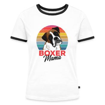 Boxer Hund - Frauen Kontrast-T-Shirt - Weiß/Schwarz - Vorne - Selfina (174cm)