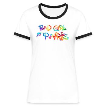 Böses Mädchen in Paris - Frauen Kontrast-T-Shirt - Weiß/Schwarz - Vorne - Selfina (174cm)