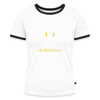Je peux pas humour rugby la Rochelle rochelais - T-shirt contrasté Femme - blanc/noir - Devant - Selfina (174cm)