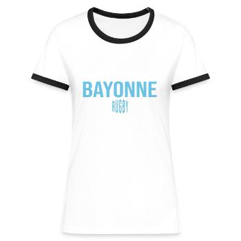Rugby Bayonne supporter rugby bayonnais - T-shirt contrasté Femme - blanc/noir - Devant - Selfina (174cm)