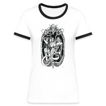 Latex Damen der Nacht - Frauen Kontrast-T-Shirt - Weiß/Schwarz - Vorne - Selfina (174cm)
