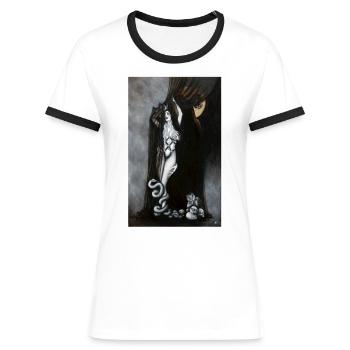 Amoureux des ténèbres - T-shirt contrasté Femme - blanc/noir - Devant - Selfina (174cm)