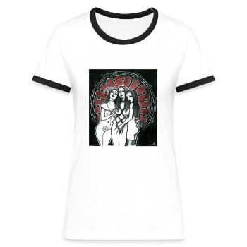 Trois sœurs - T-shirt contrasté Femme - blanc/noir - Devant - Selfina (174cm)