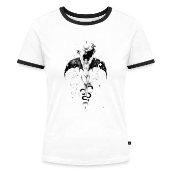 Fledermausmädchen - Frauen Kontrast-T-Shirt - Weiß/Schwarz - Vorne - Selfina (174cm)