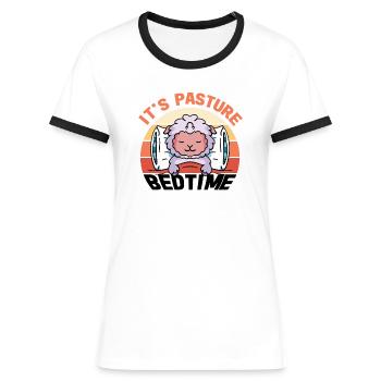 Farmer Farmer Lamb Farmer Sleep Country Egg Sheep - Women's Ringer T-Shirt - white/black - Front - Selfina (174cm)