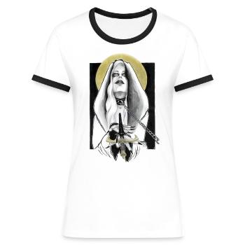 Süße Versuchung - Frauen Kontrast-T-Shirt - Weiß/Schwarz - Vorne - Selfina (174cm)