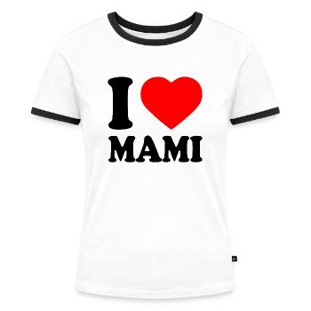 I love mami - T-shirt contrasté Femme - blanc/noir - Devant - Selfina (174cm)