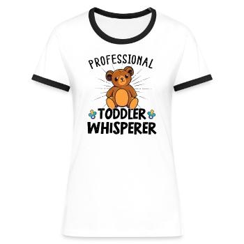 Kindergarten teacher Kita Crib Teddy Bear - Women's Ringer T-Shirt - white/black - Front - Selfina (174cm)