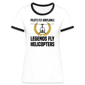Pilot Hubschrauber Helikopter Spruch Hobbypilot - Frauen Kontrast-T-Shirt - Weiß/Schwarz - Vorne - Selfina (174cm)