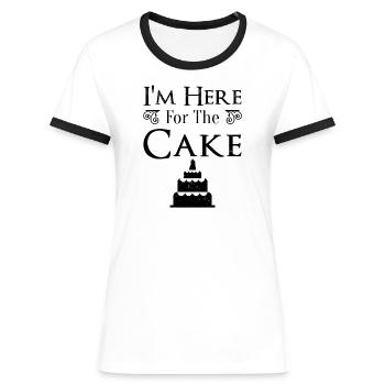 Fête de mariage Gâteau de mariage - T-shirt contrasté Femme - blanc/noir - Devant - Selfina (174cm)