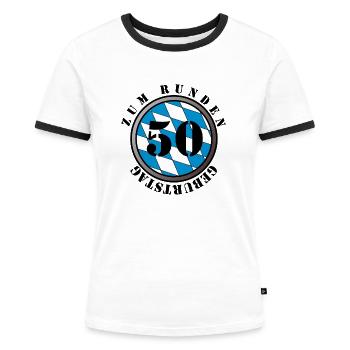50. Geburtstag - Frauen Kontrast-T-Shirt - Weiß/Schwarz - Vorne - Selfina (174cm)