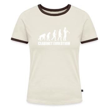Clarinet Evolution Music T-Shirt - Women's Ringer T-Shirt - blue/white - Front