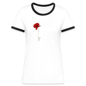Mohnblume Love - Frauen Kontrast-T-Shirt - Weiß/Schwarz - Vorne - Selfina (174cm)
