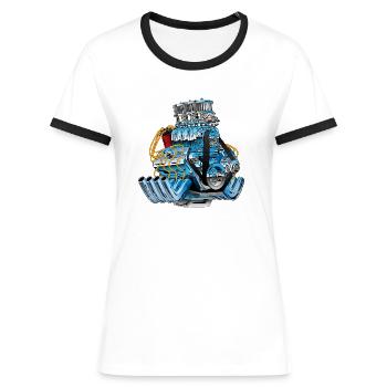 Motor - Frauen Kontrast-T-Shirt - Weiß/Schwarz - Vorne - Selfina (174cm)