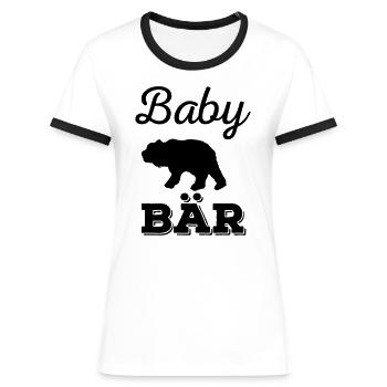 Baby Bär - Vater und Sohn Shirts - Frauen Kontrast-T-Shirt - Weiß/Schwarz - Vorne - Selfina (174cm)