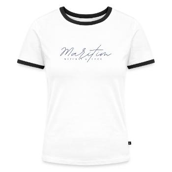 Maritim Look - Frauen Kontrast-T-Shirt - Weiß/Schwarz - Vorne - Selfina (174cm)