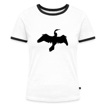 cormorant - Women's Ringer T-Shirt - white/black - Front - Selfina (174cm)