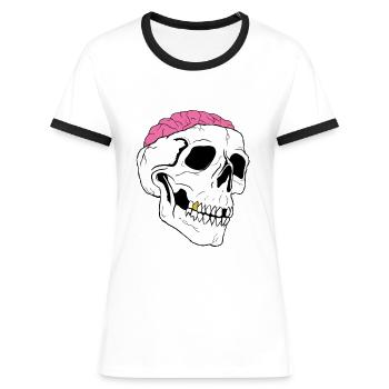 Skully - Women's Ringer T-Shirt - white/black - Front - Selfina (174cm)