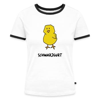 Schwarzgurt - Frauen Kontrast-T-Shirt - Weiß/Schwarz - Vorne - Selfina (174cm)
