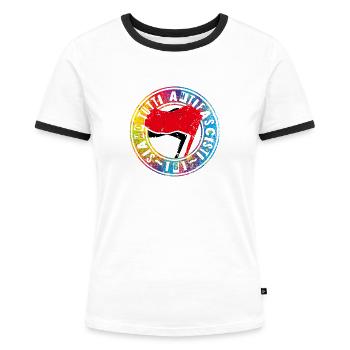 Siamo Tutti Antifascisti 161 Antifa - Frauen Kontrast-T-Shirt - Weiß/Schwarz - Vorne - Selfina (174cm)
