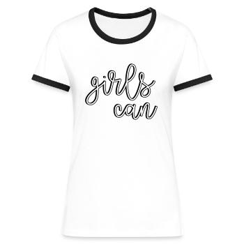 les filles peuvent - T-shirt contrasté Femme - blanc/noir - Devant - Selfina (174cm)