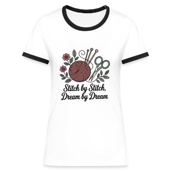 Point par point, rêve par rêve - T-shirt contrasté Femme - blanc/noir - Devant - Selfina (174cm)