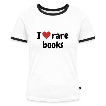 I love rare books - T-shirt contrasté Femme - blanc/noir - Devant - Selfina (174cm)