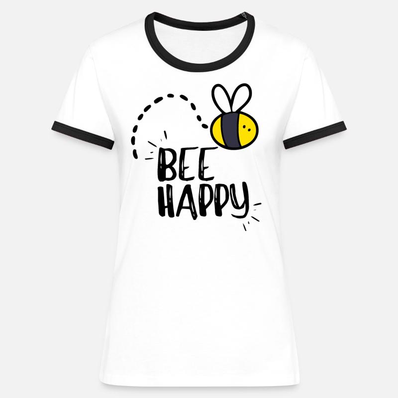 Bee Happy! - Women's Ringer T-Shirt - white/black