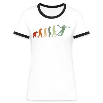 Handball Evolution Handballer Handballspieler - Frauen Kontrast-T-Shirt - Weiß/Schwarz - Vorne - Selfina (174cm)