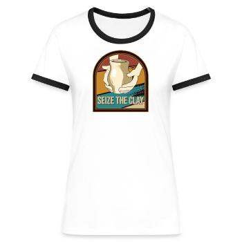 Töpfern Töpferscheibe Töpfer Handarbeit Töpfern - Frauen Kontrast-T-Shirt - Weiß/Schwarz - Vorne - Selfina (174cm)