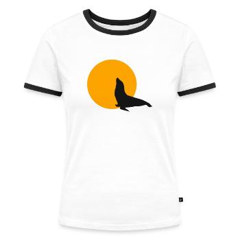 Seehund Robbe - Frauen Kontrast-T-Shirt - Weiß/Schwarz - Vorne - Selfina (174cm)