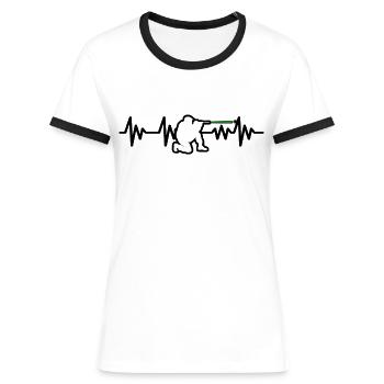 Balise laser JEU Game Gamer Anniversaire Battement de coeur - T-shirt contrasté Femme - blanc/noir - Devant - Selfina (174cm)
