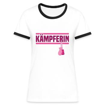 Brustkrebs Bewusstsein Kämpferin Mutter - Frauen Kontrast-T-Shirt - Weiß/Schwarz - Vorne - Selfina (174cm)