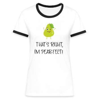 Poires Parfait Jeu de mots Blagues de mots Fruits Cadeau - T-shirt contrasté Femme - blanc/noir - Devant - Selfina (174cm)