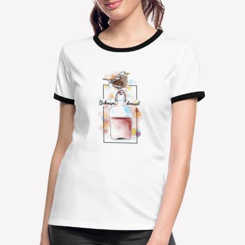 Schnapsdrossel - Koszulka damska z kontrastowymi wstawkami