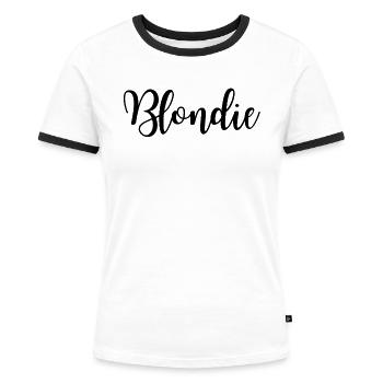 BROWNIE ET BLONDIE 2 - T-shirt contrasté Femme - blanc/noir - Devant - Selfina (174cm)