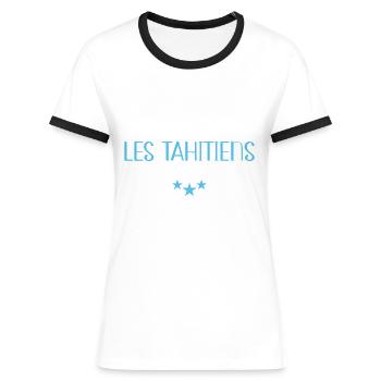 Tahiti, humour tahitien, idée cadeau région, île - T-shirt contrasté Femme - blanc/noir - Devant - Selfina (174cm)