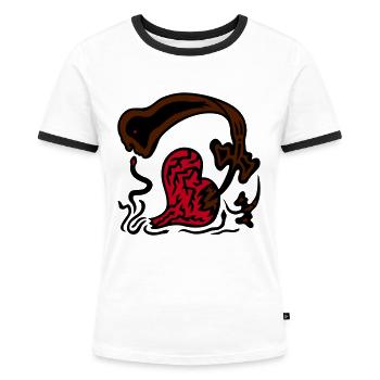 Belästigung. Dunkle Energie und emotionales Leid - Frauen Kontrast-T-Shirt - Weiß/Schwarz - Vorne - Selfina (174cm)