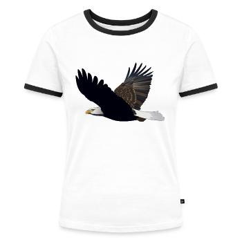 adler eagle bussard falke habicht hawk falcon11 - T-shirt contrasté Femme - blanc/noir - Devant - Selfina (174cm)