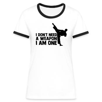 Taekwondo Kampfsport Geschenkidee Tae Kwon Do - Frauen Kontrast-T-Shirt - Weiß/Schwarz - Vorne - Selfina (174cm)