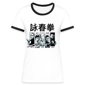 Kung Fu - Frauen Kontrast-T-Shirt - Weiß/Schwarz - Vorne - Selfina (174cm)