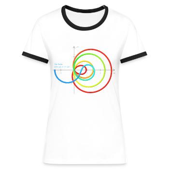 Zeta - Re=1/2 - mit Koordinaten - Linien - Frauen Kontrast-T-Shirt - Weiß/Schwarz - Vorne - Selfina (174cm)