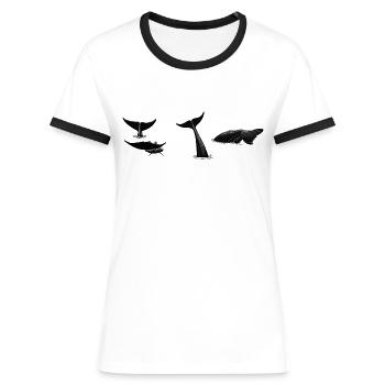 Whale tail - Whale fluke - Queues de baleines - Women's Ringer T-Shirt - white/black - Front - Selfina (174cm)