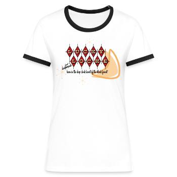 Lucky Locke Atomic 4 - Frauen Kontrast-T-Shirt - Weiß/Schwarz - Vorne - Selfina (174cm)