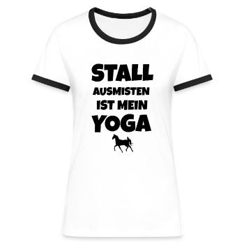 Cavalière Stall de l’écurie nettoyer les cavaliers de yoga - T-shirt contrasté Femme - blanc/noir - Devant - Selfina (174cm)