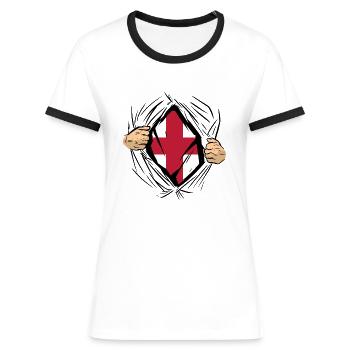 England Flag Vintage English Flag Used Look - Women's Ringer T-Shirt - white/black - Front - Selfina (174cm)