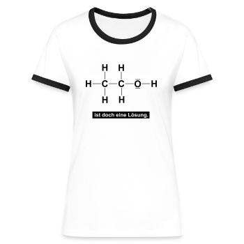 Alkohol Ethanol chemische Formel Lösung C2H5OH - Frauen Kontrast-T-Shirt - Weiß/Schwarz - Vorne - Selfina (174cm)