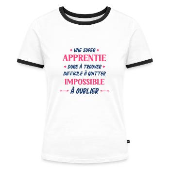 Une super apprentie - T-shirt contrasté Femme - blanc/noir - Devant - Selfina (174cm)