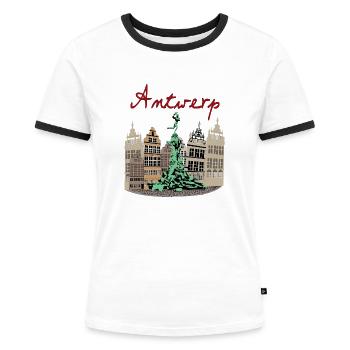 Brabo Antwerpen - Frauen Kontrast-T-Shirt - Weiß/Schwarz - Vorne - Selfina (174cm)